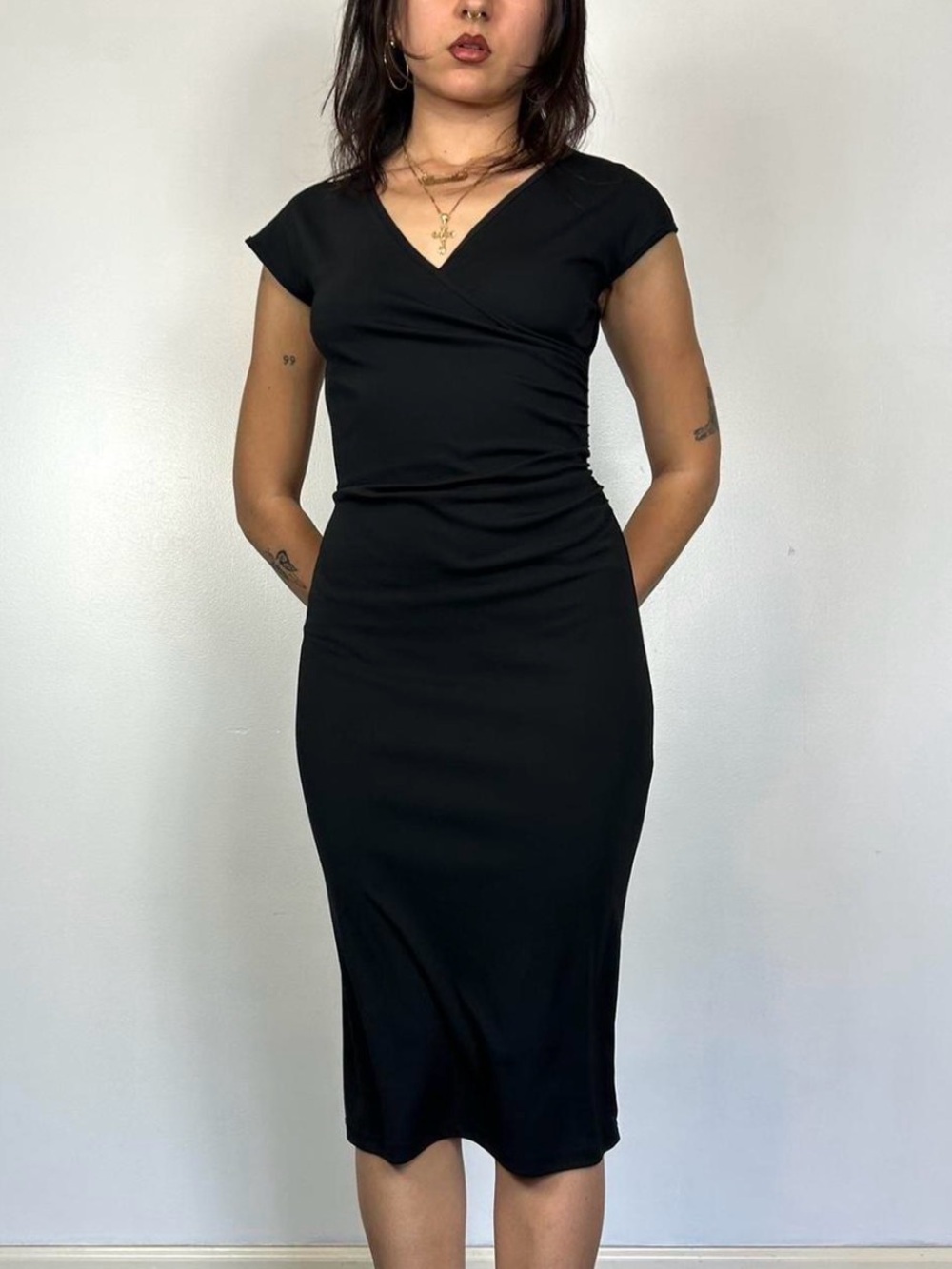 Y2k vintage black dress sexy midi dress forever 21